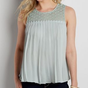 Green Pleated Tank